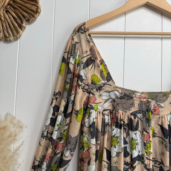 Free People floral top pleated babydoll lightweight XS - Picture 4 of 8